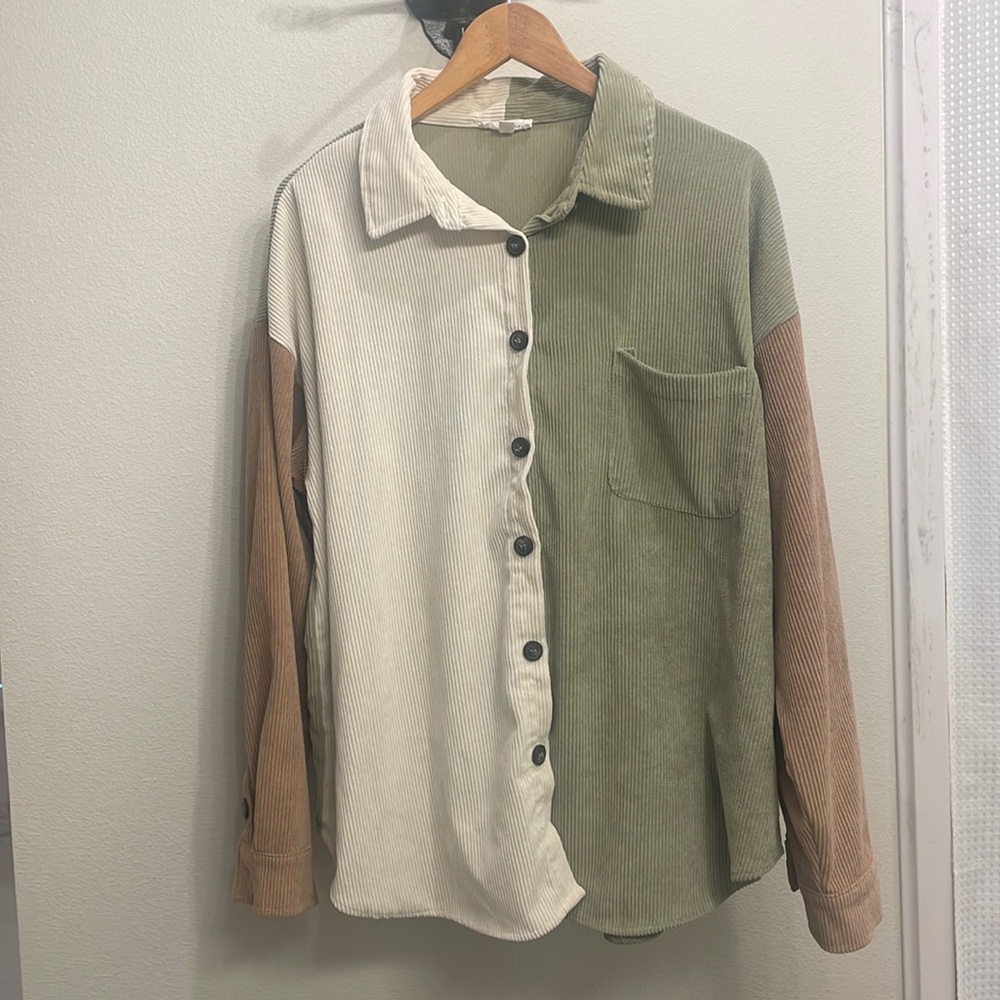 Blue pepper corduroy button up shirt